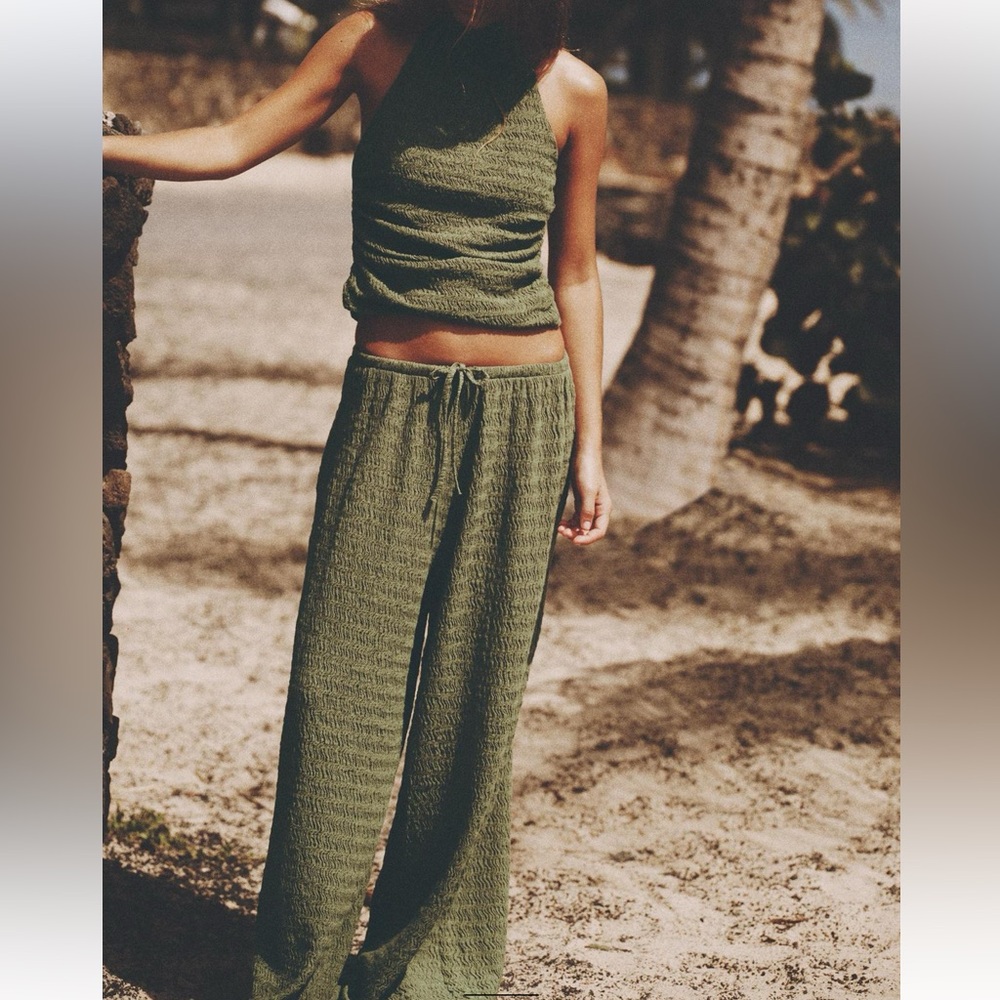 Zara textured voluminous halter top and pants